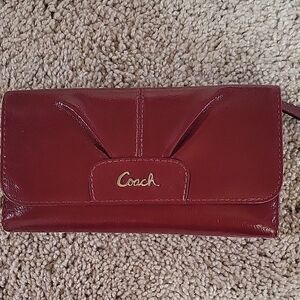 Coach Red Leather Checkbook Women's Wallet